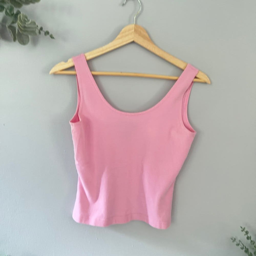 Betty Blue Y2K Tank Top Vtg Pink Coquette Beach Festival Scoop Neck Cotton Wmn M